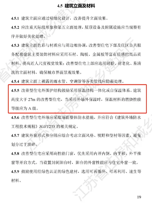建筑高度大于27m的改善型住宅外墙外保温应使用A级保温材料(图1) image.png